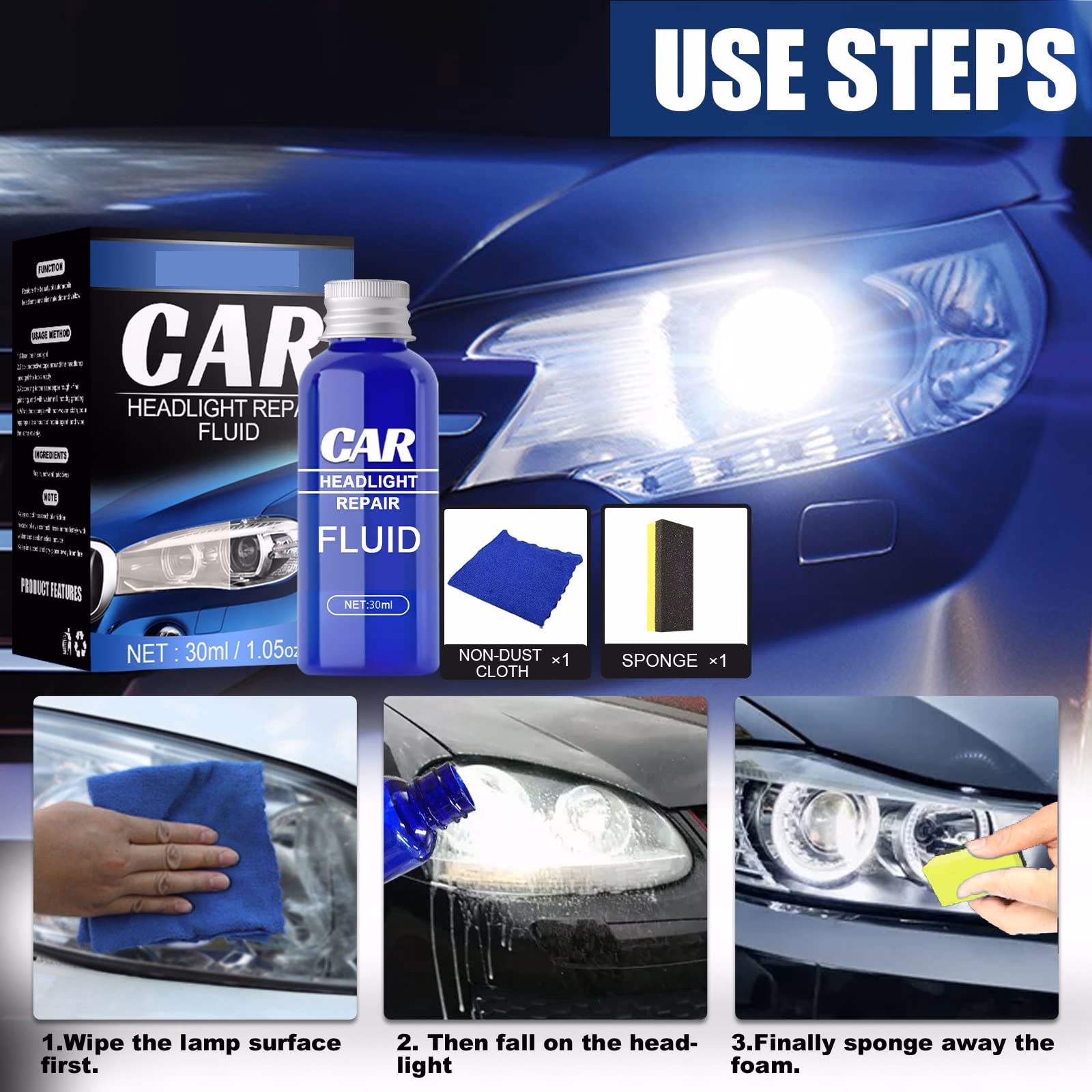 How do you sand a car headlight?