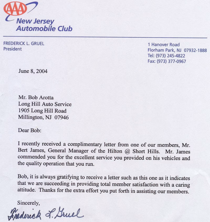 How do you express appreciation for car service?