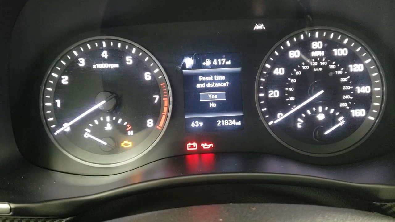 How do I Reset my Hyundai Kona oil change indicator?