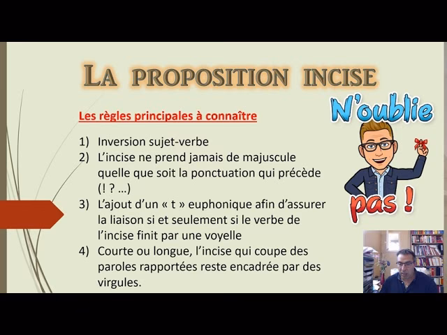 Qu'est-ce que la proposition incise ?
