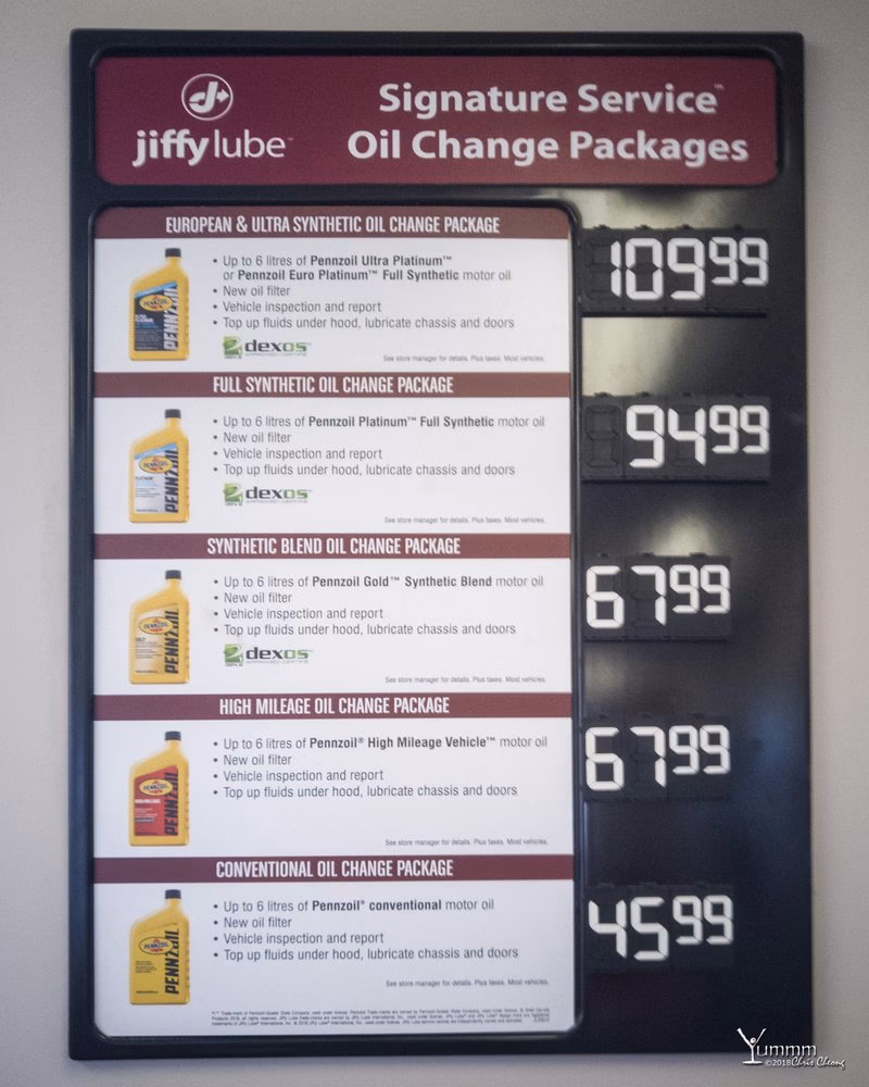 What kind of oil does Jiffy Lube offer?