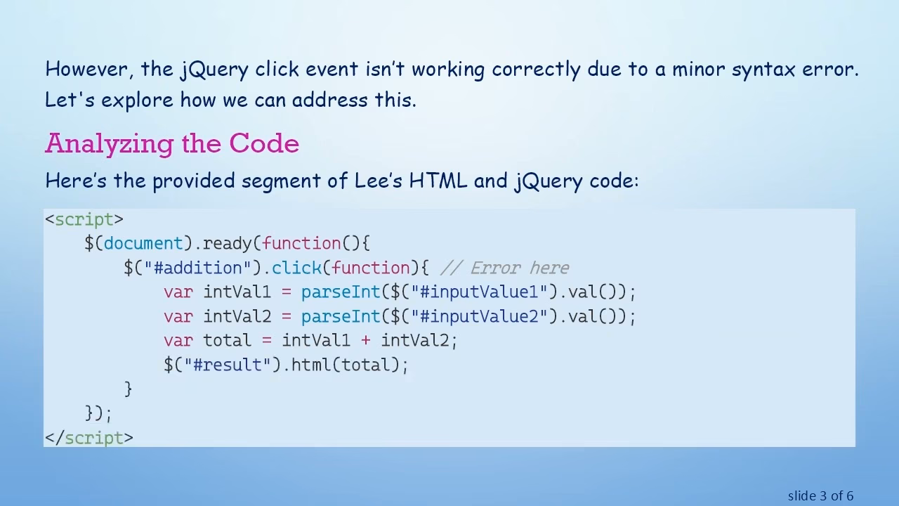 Why does click not register a click handler?
