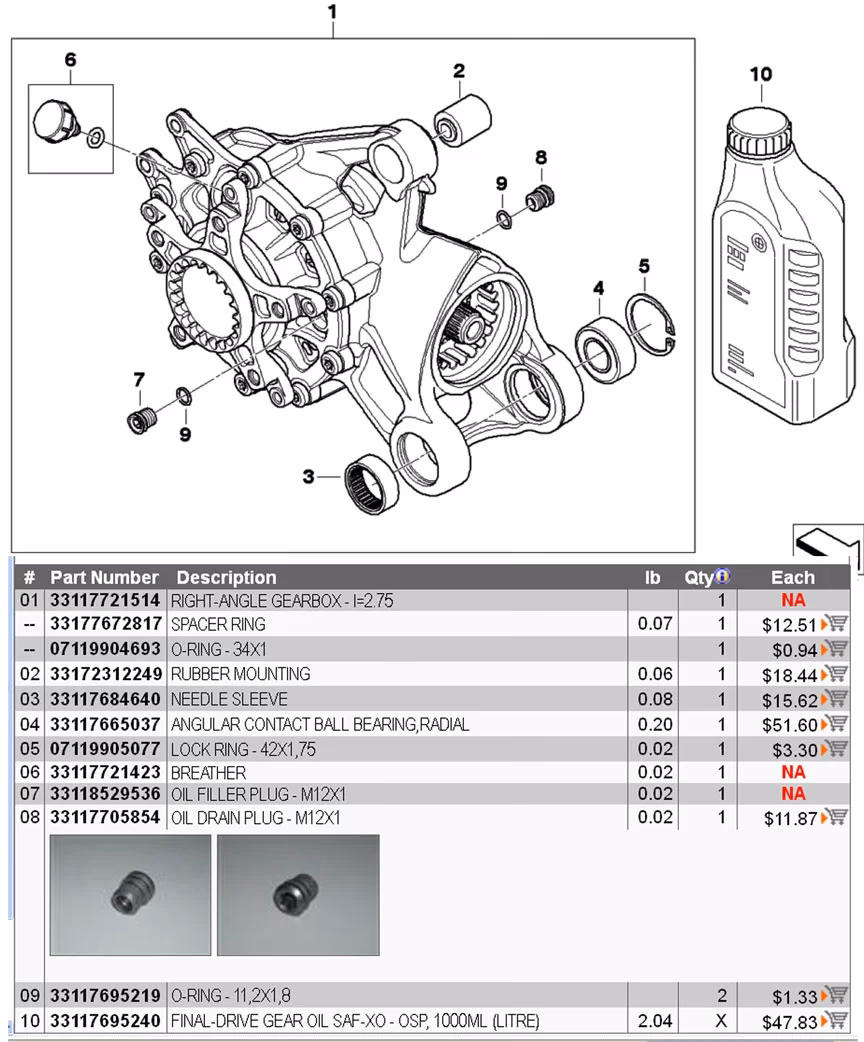 How much gear Lube does a BMW K1600 need?