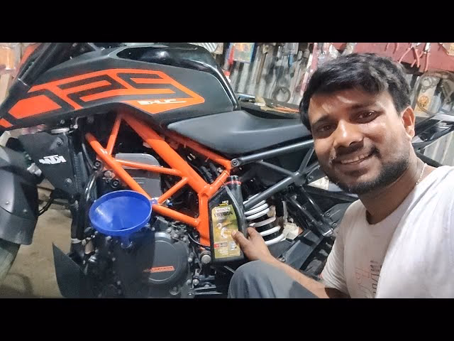 How to replace engine oil in KTM Duke 250?