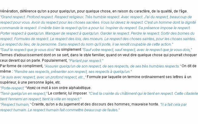 Quel est le sens du mot respect ?