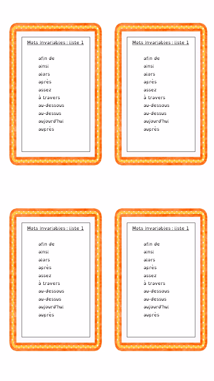 Quels sont les exemples de mots invariables relatifs?