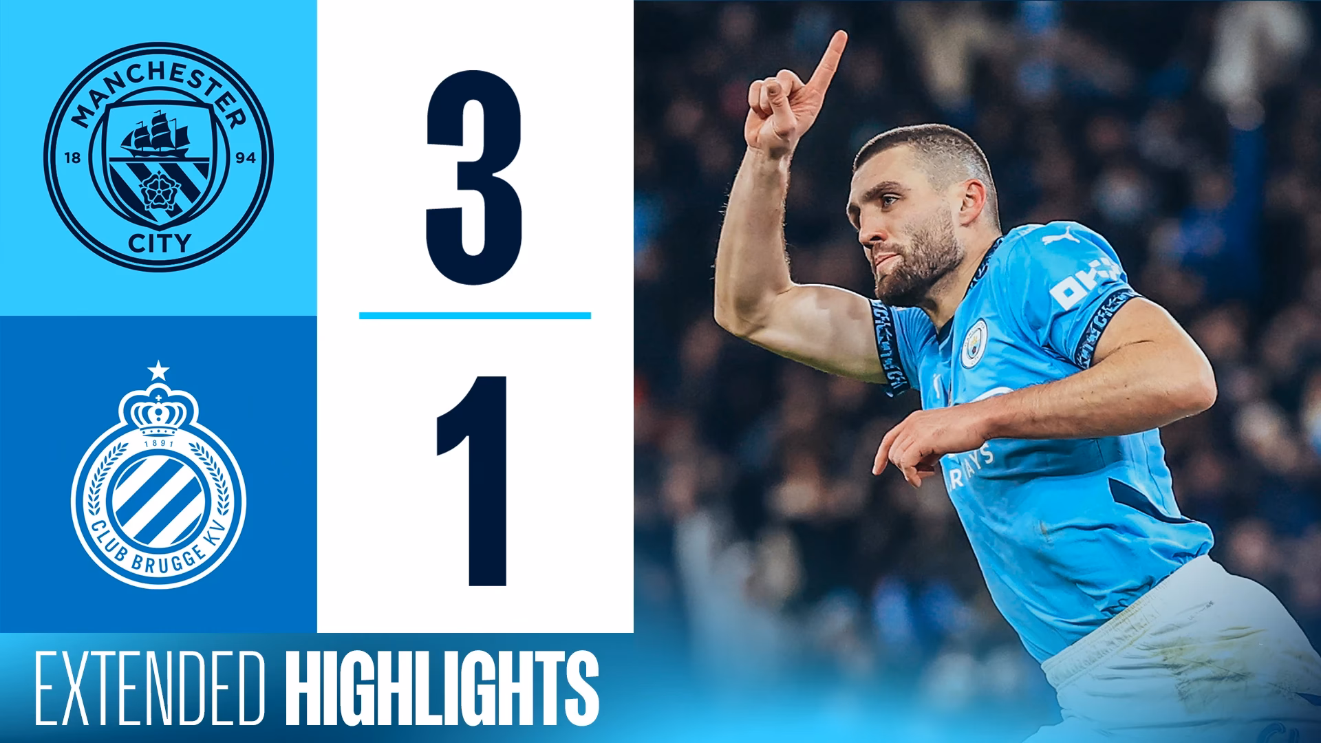 Who saved a goal in Manchester City 1 vs Club Brugge?