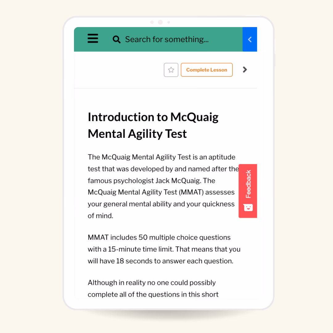 What are the different types of questions on the McQuaig test?