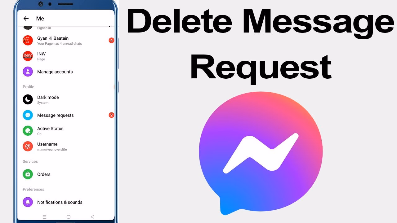 How do I delete a message request on Facebook?