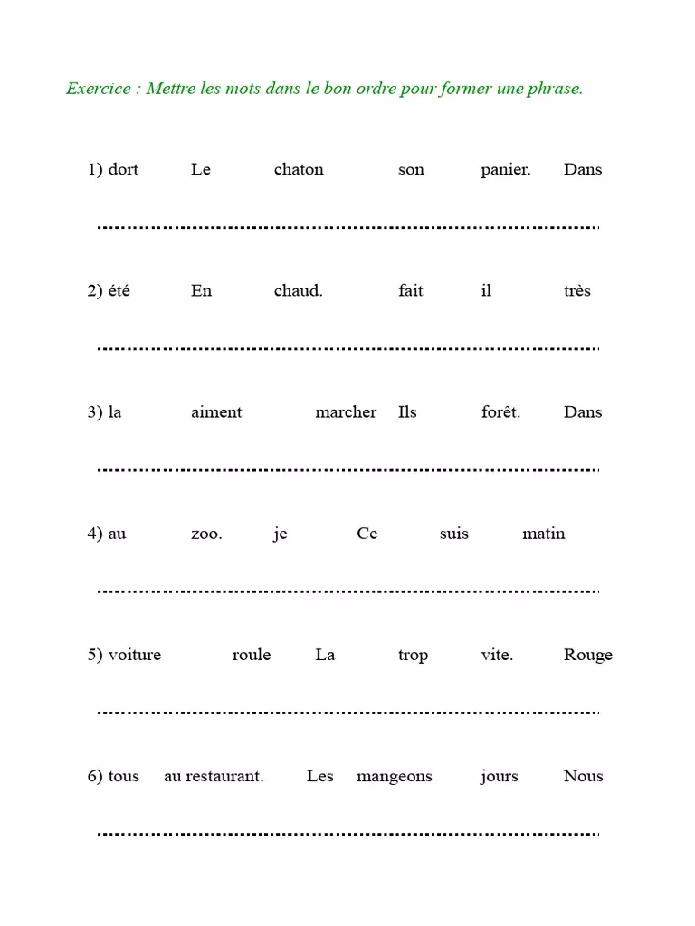 Comment remettre les mots dans l'ordre ?
