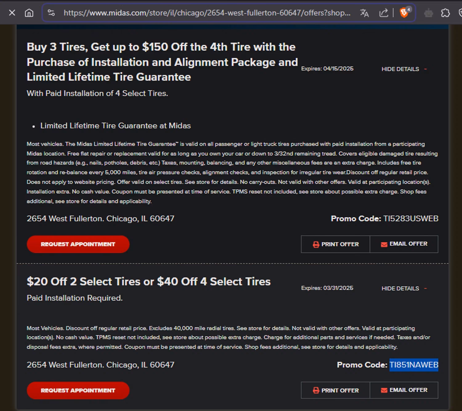 What is a Midas promo code 972387?