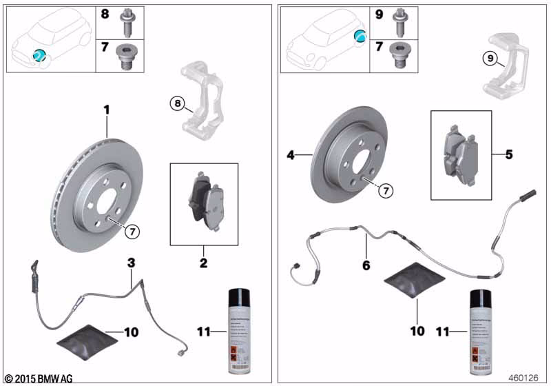 What is the brake pad wear indicator for Mini Hatchback (F56)?