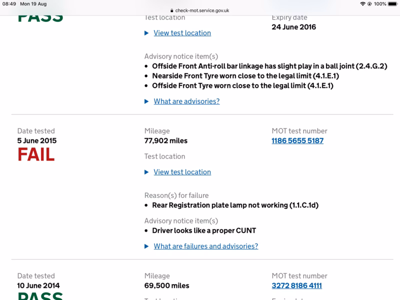 Should I Check my Car's advisories before my next MOT?