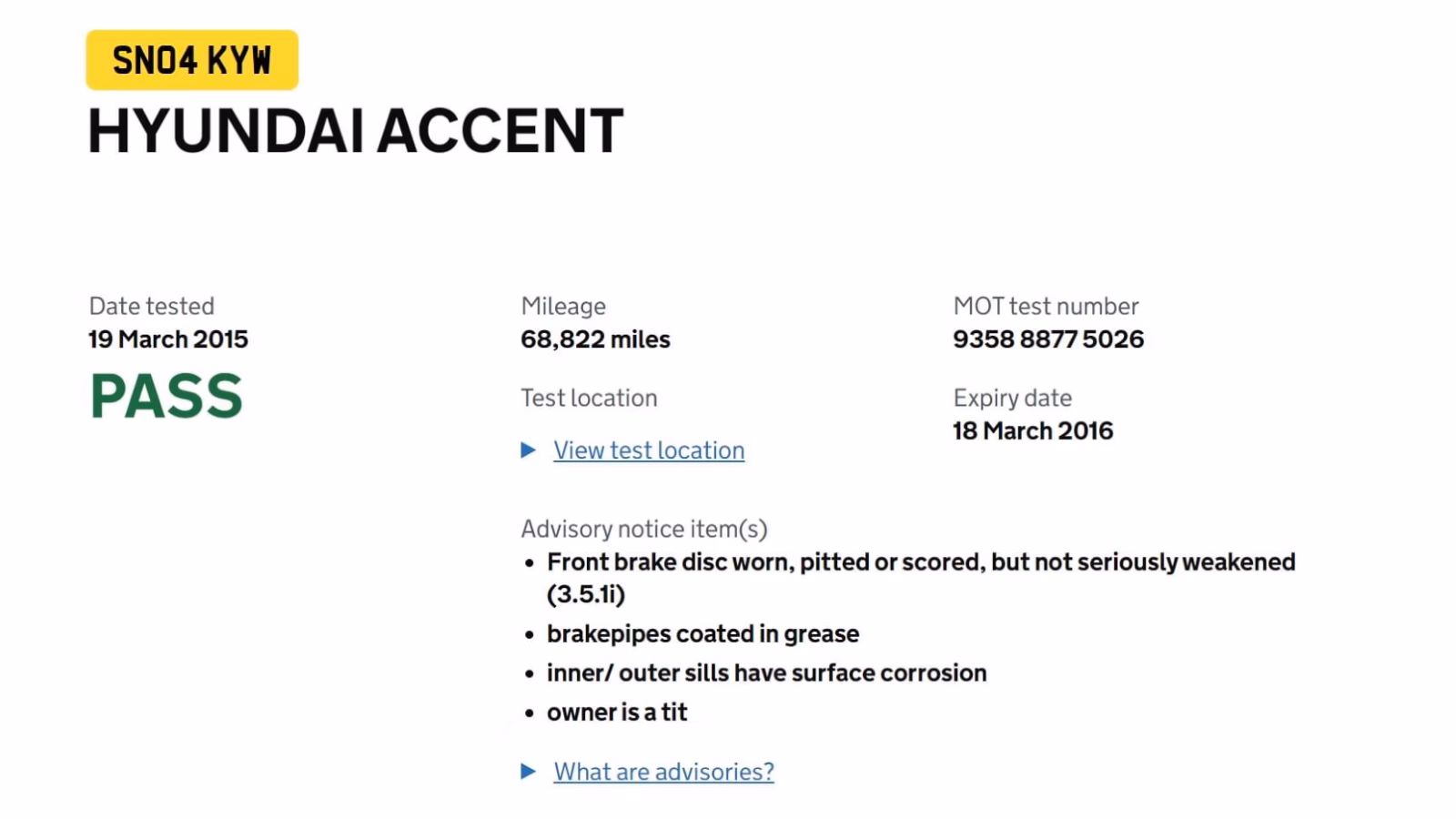 Do I need to 'fix' my Mot advisories?
