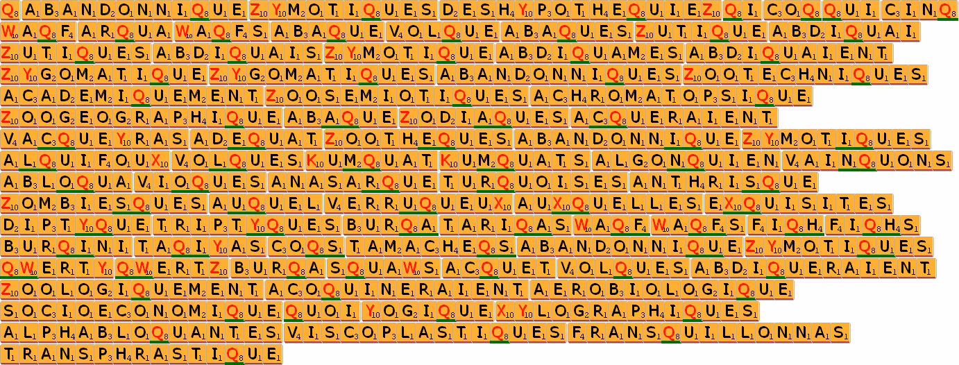 Quels sont les mots contenant les lettres C et Q ?