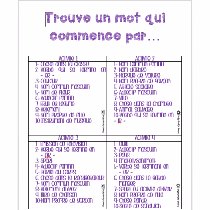 Quels sont les mots débutants par les lettres Tin ?