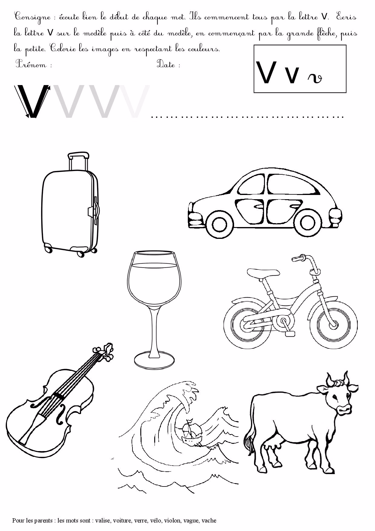 Quels sont les mots commençant par les lettres va ?