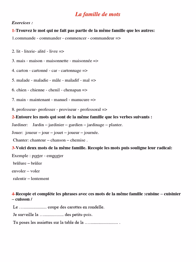 Comment trouver les mots de la même famille que main ?