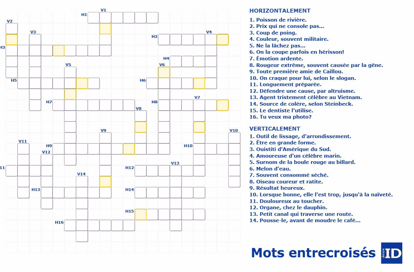 Comment ouvrir la fenêtre de sélection du type de mots croisés?