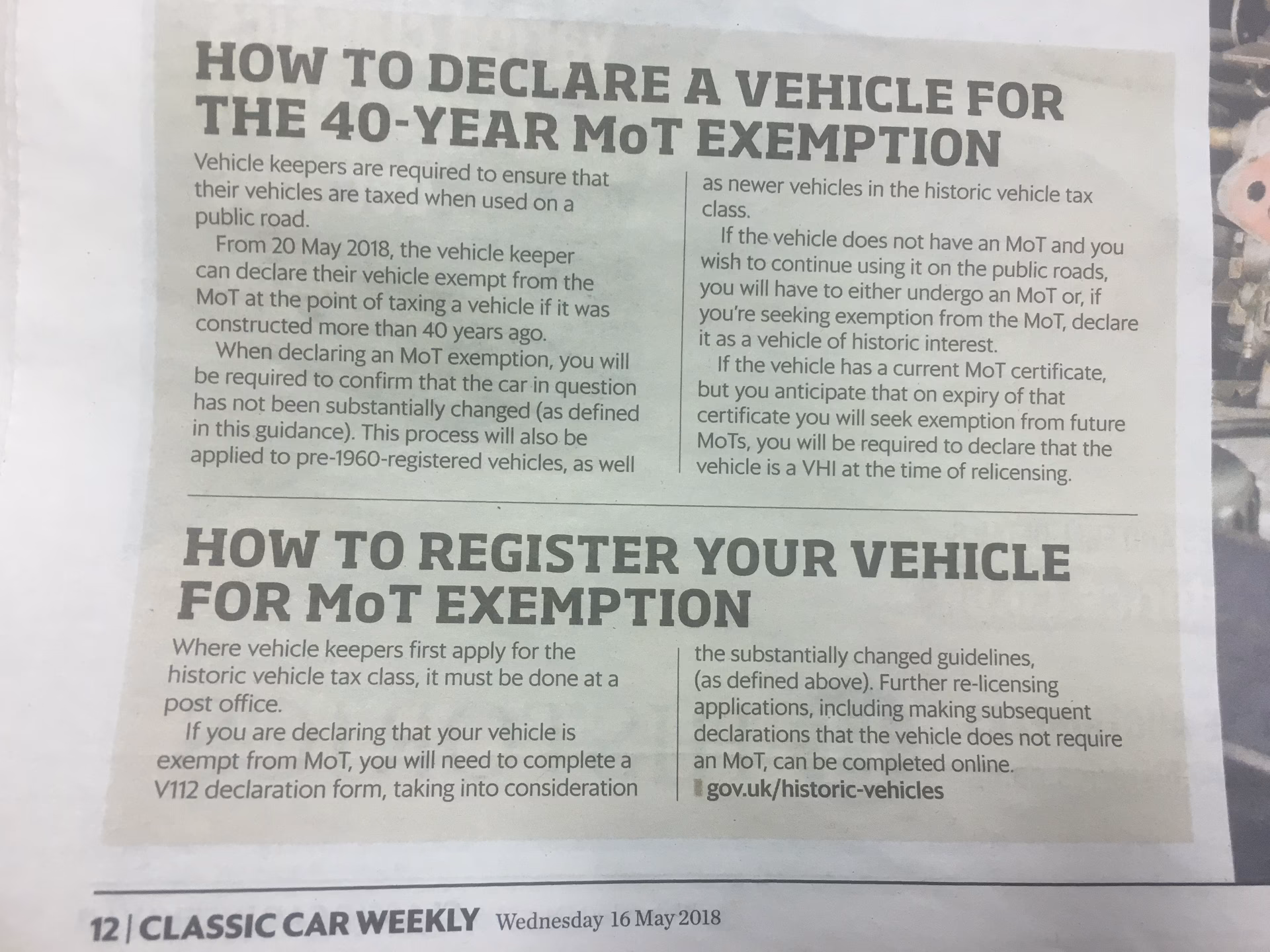 How to fill out MoT exemption form V112?
