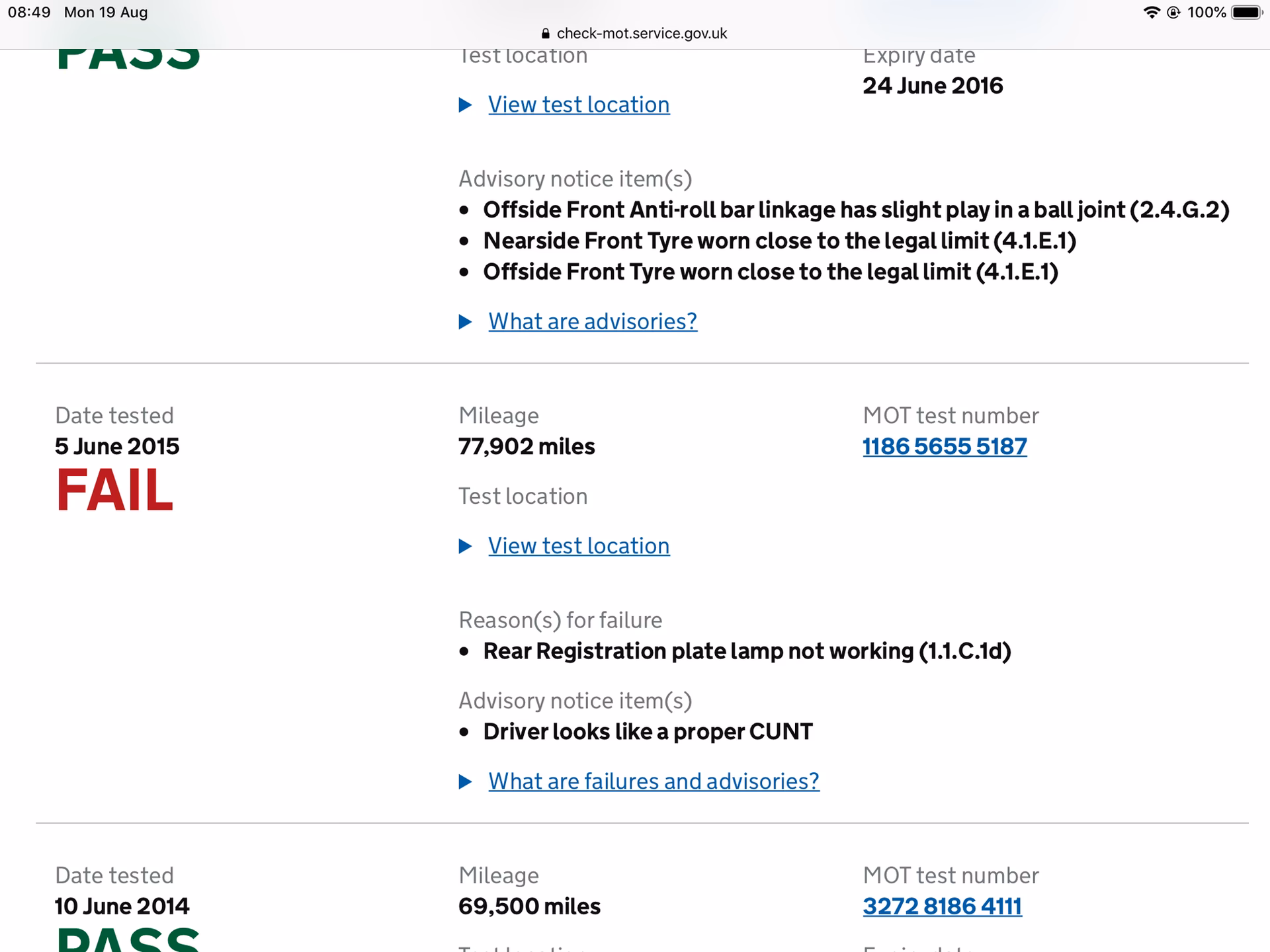 Should I worry if my Mot fails?