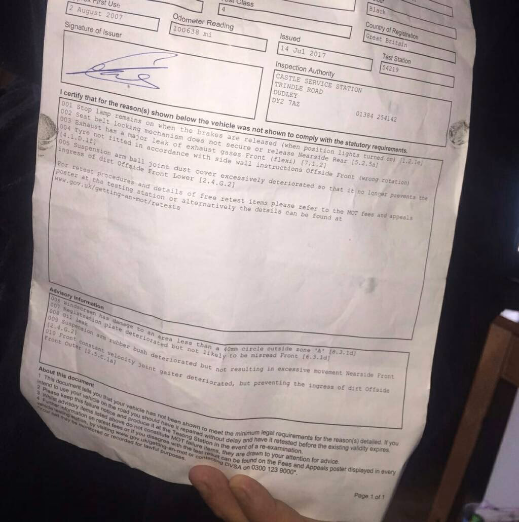 Should I worry if my Mot fails?