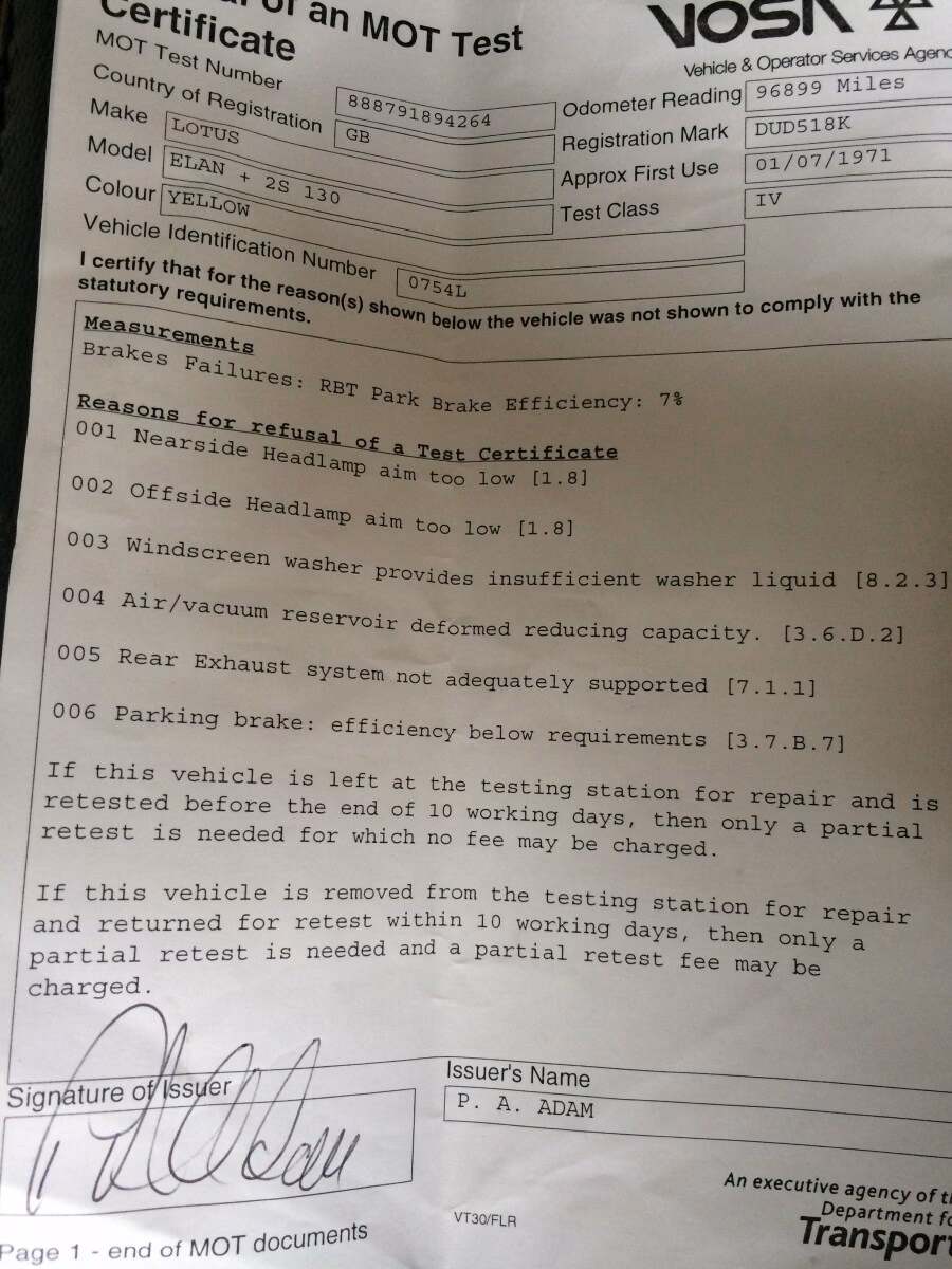 What happens if a car fails a MOT?