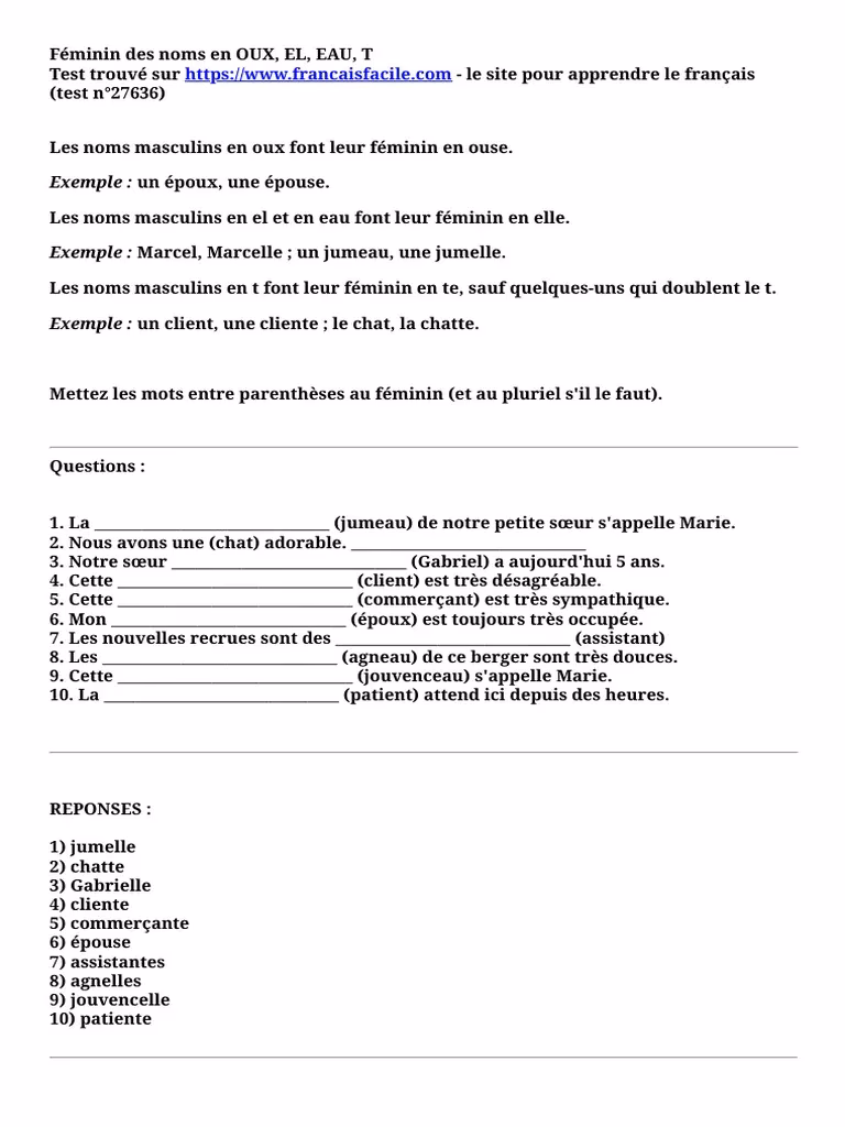 Quels sont les mots qui finissent par eau ?
