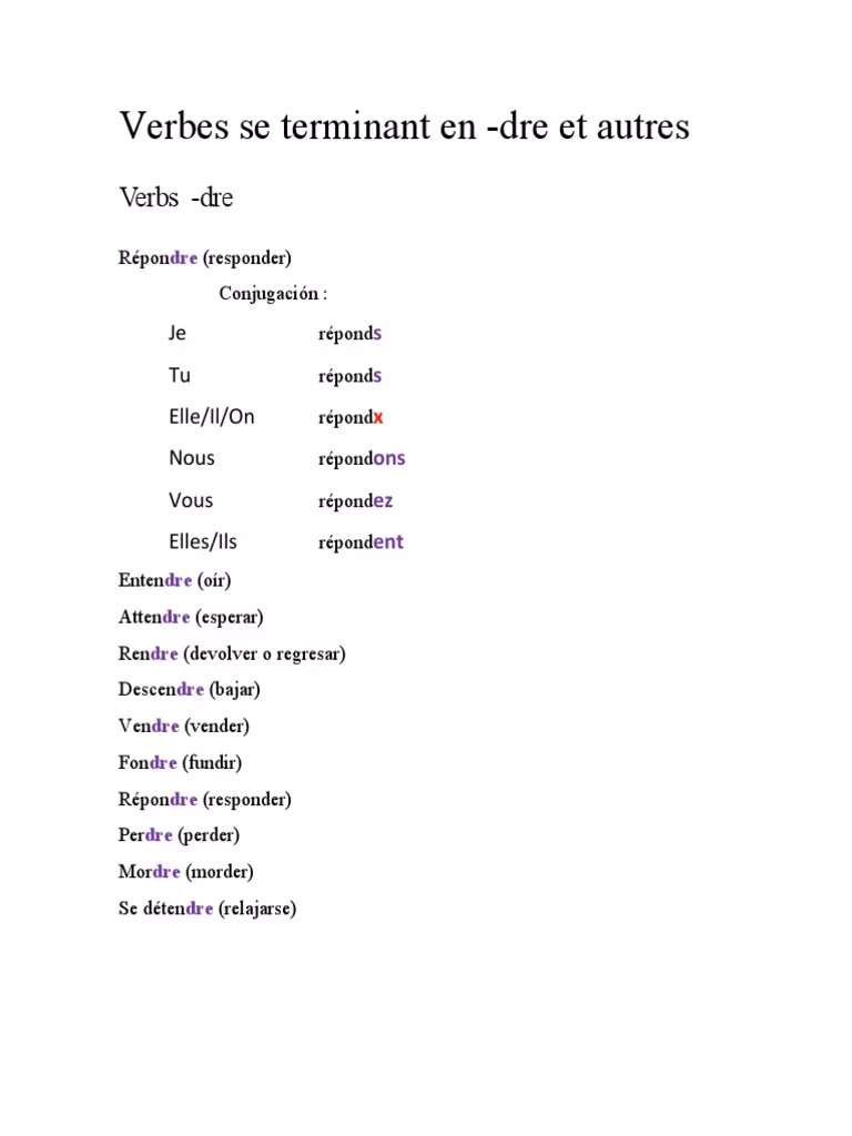 Quels sont les mots qui finissent par Dre ?