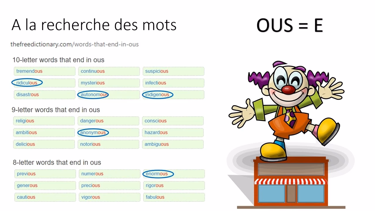 Quels sont les mots qui finissent par que ?