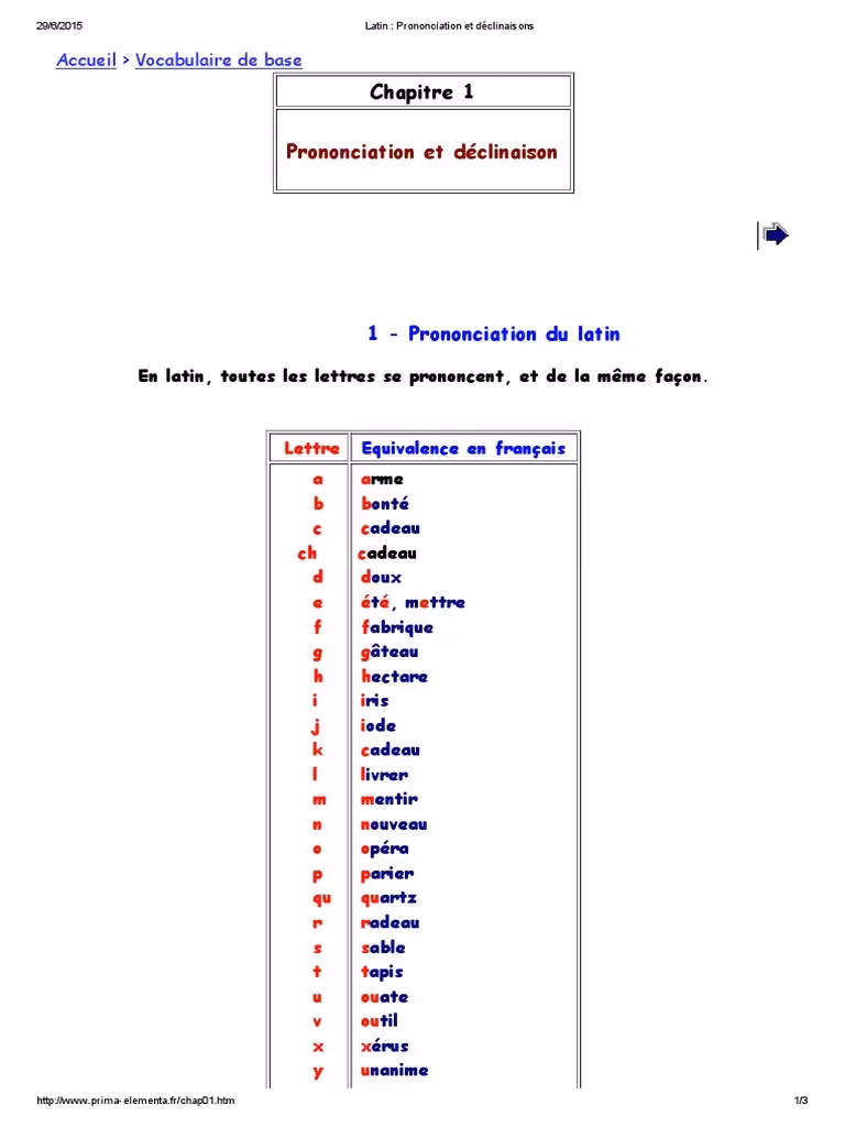 Qu'est-ce qu'un exemple de mot latin ?