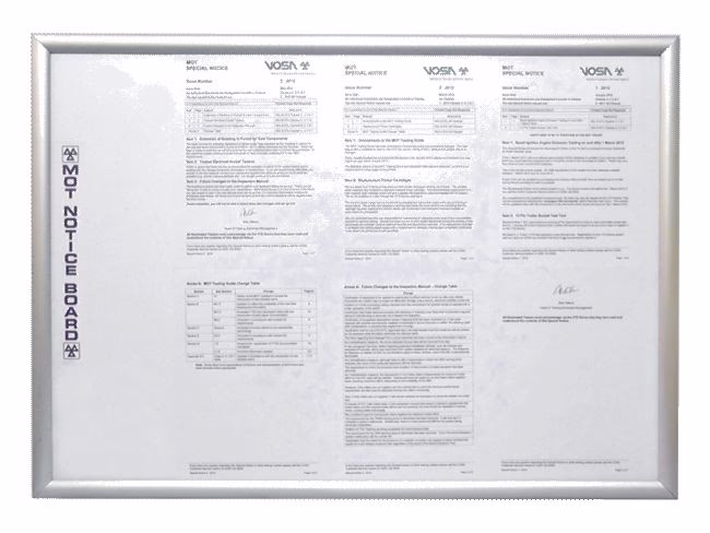 What are the requirements for a DVSA Mot noticeboard?