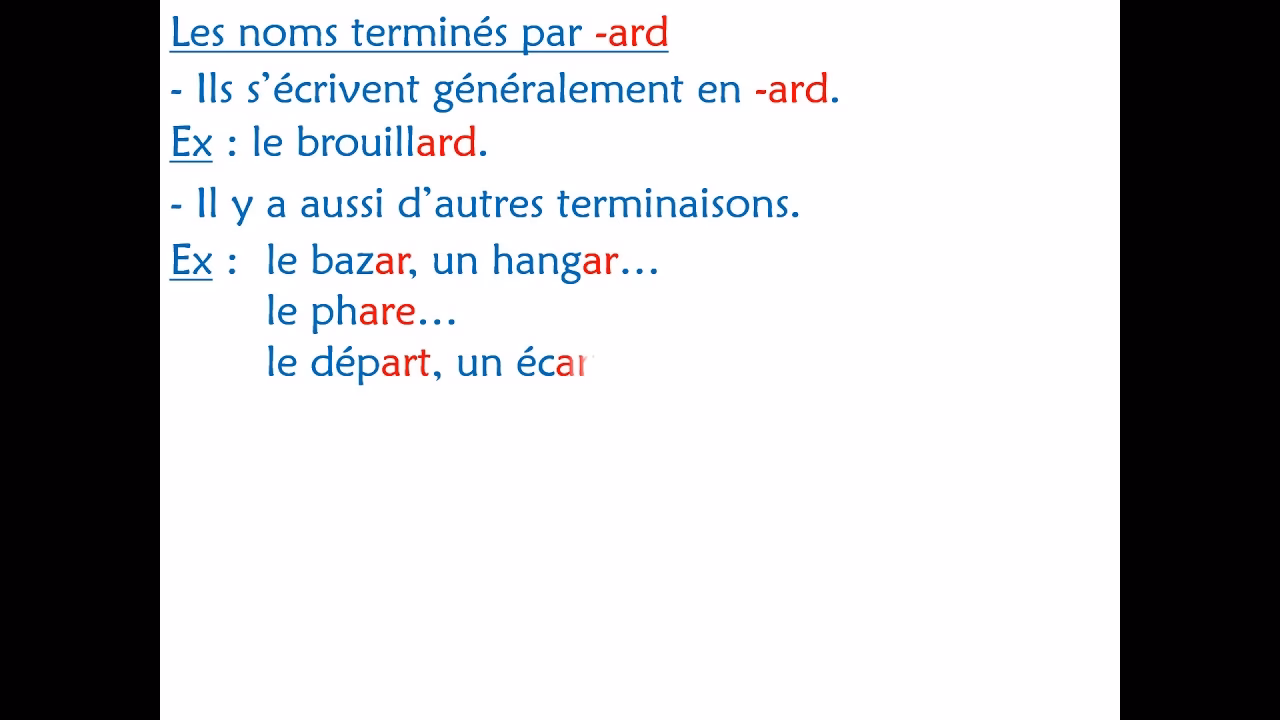 Quels sont les mots de 6 lettres terminant par ARD ?