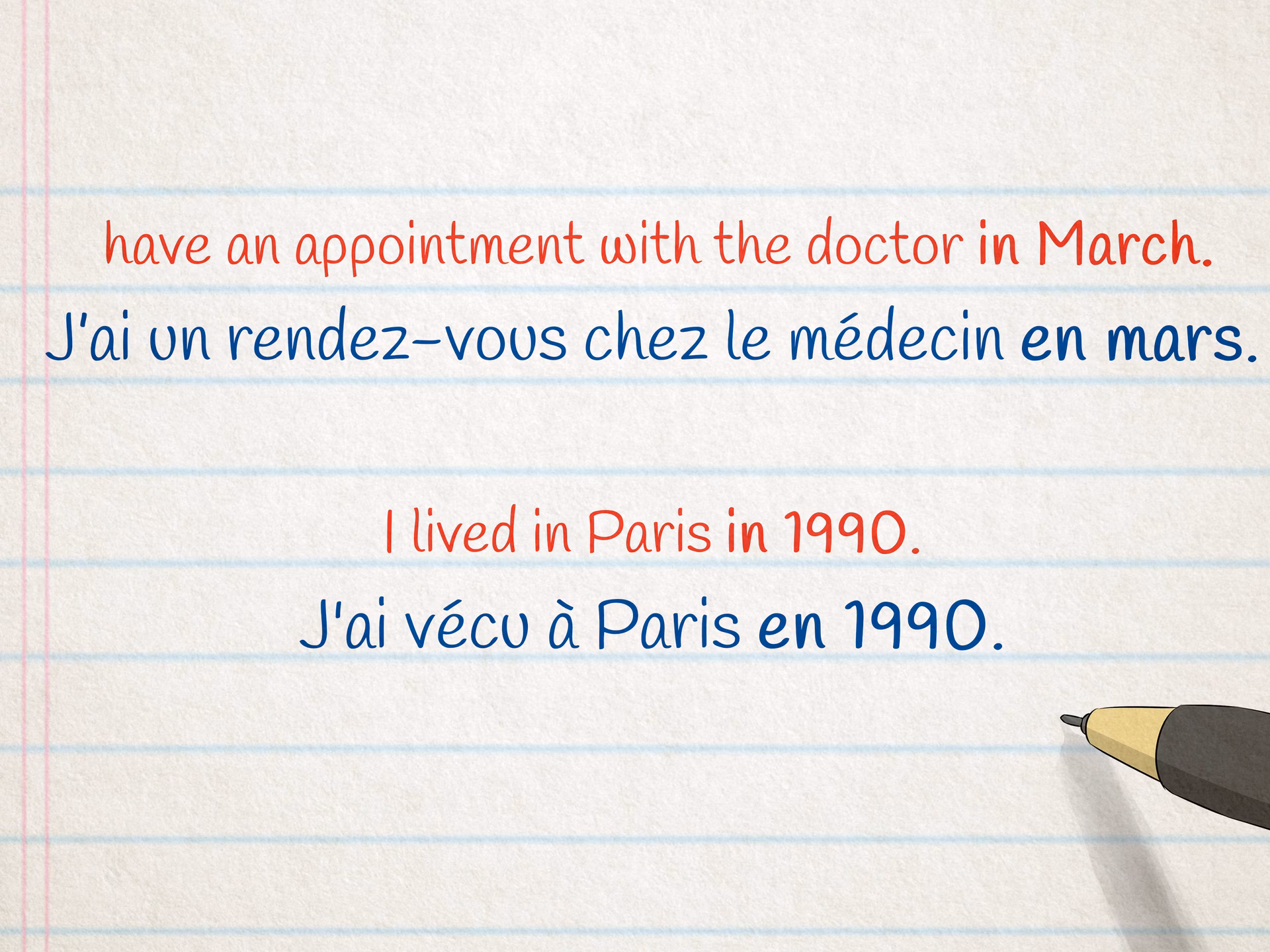 How do you introduce a month in French?