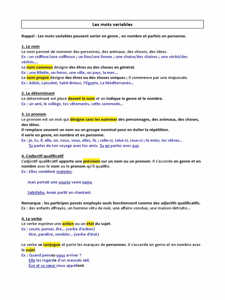 Quels sont les différents types de noms ?