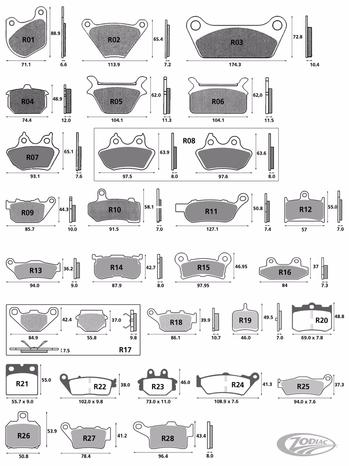 What are the different types of brake pads?
