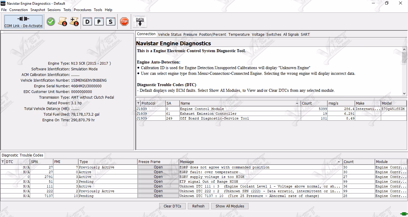 What if the Navistar engine diagnostics program cannot connect?