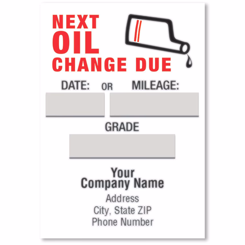 What are next oil change stickers and logos?