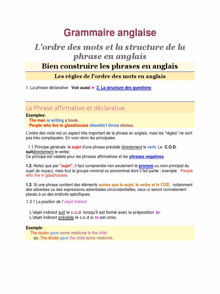 Comment décider quand placer quel mot dans une phrase ?
