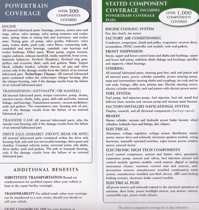 Does portfolio one offer a powertrain warranty?