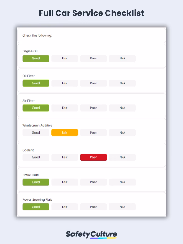What is a car service checklist?