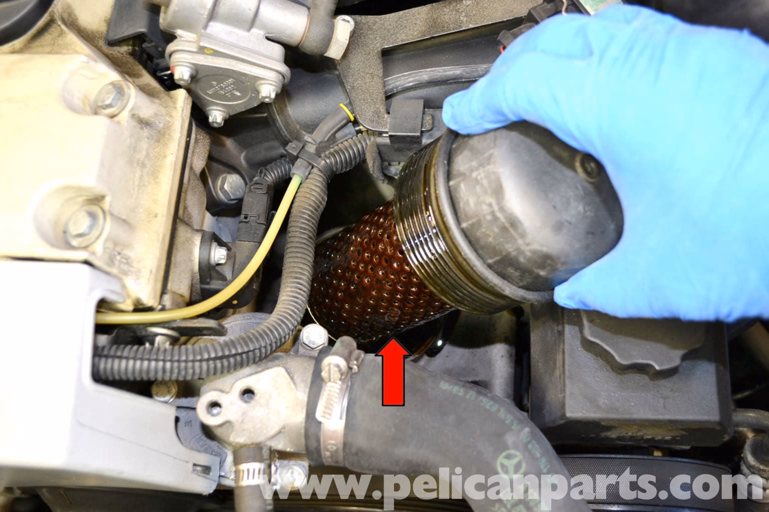 How do you change engine oil on a Mercedes-Benz R170?