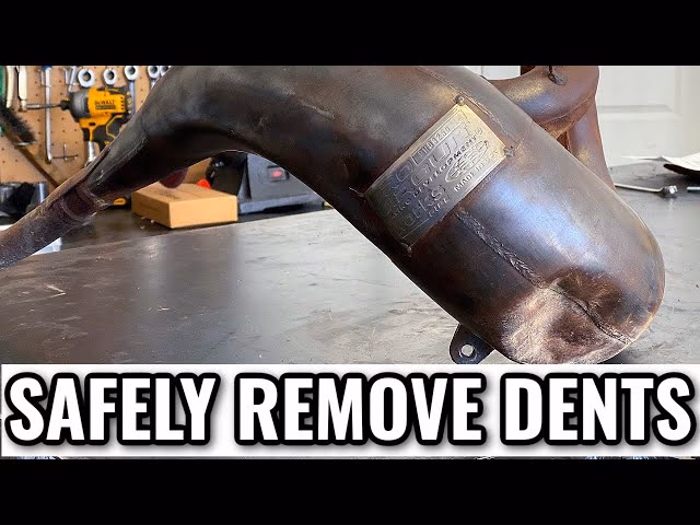 How to fix dents in a 2 stroke dirt bike pipe?