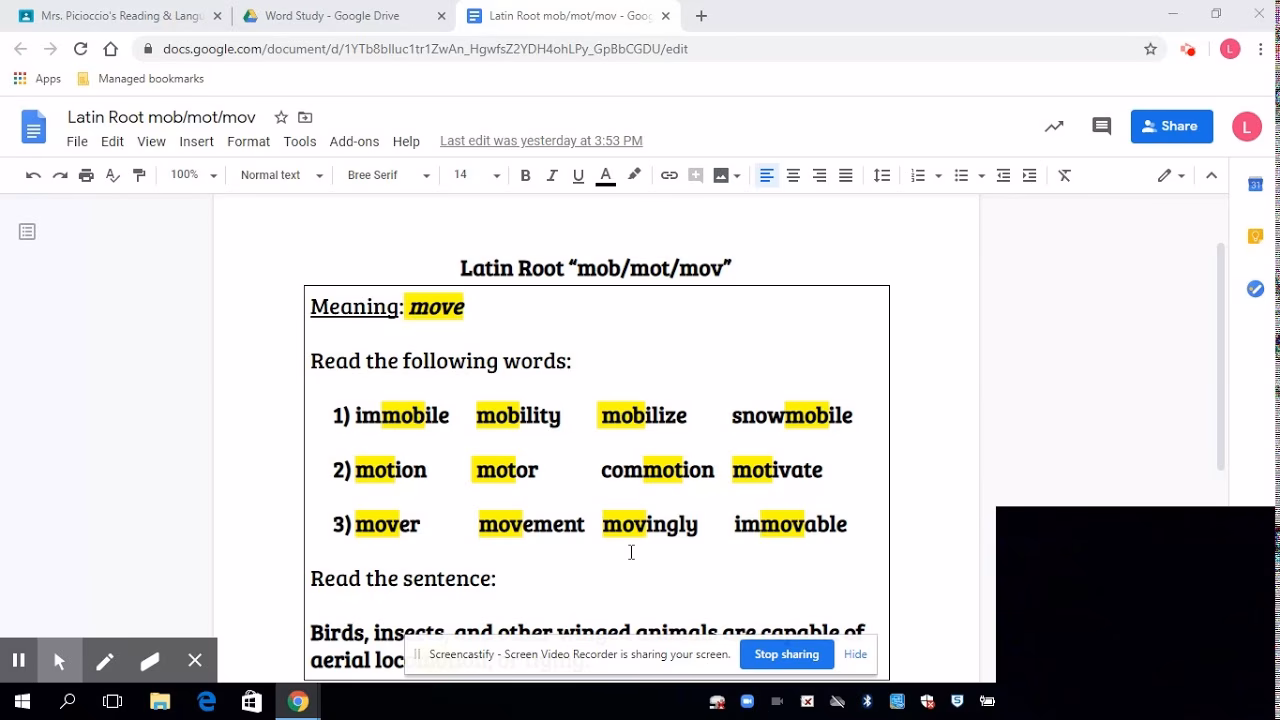 What are the root words of mob & MOV?