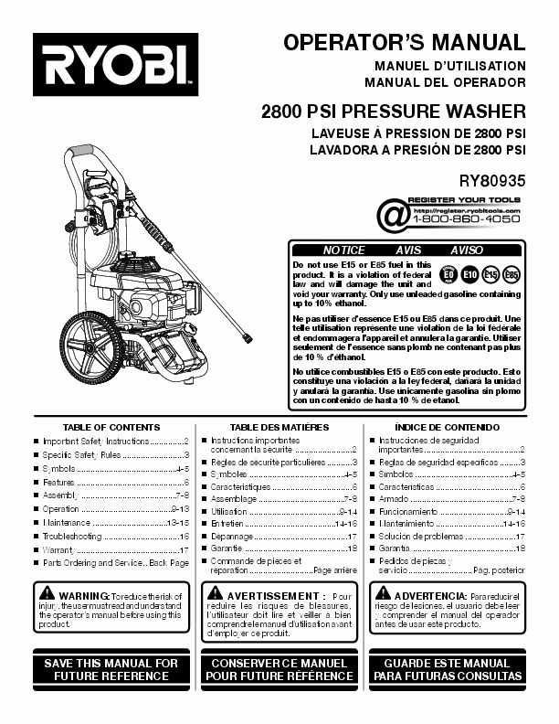 Does Ryobi 1800 psi pressure washer have a turbo nozzle?