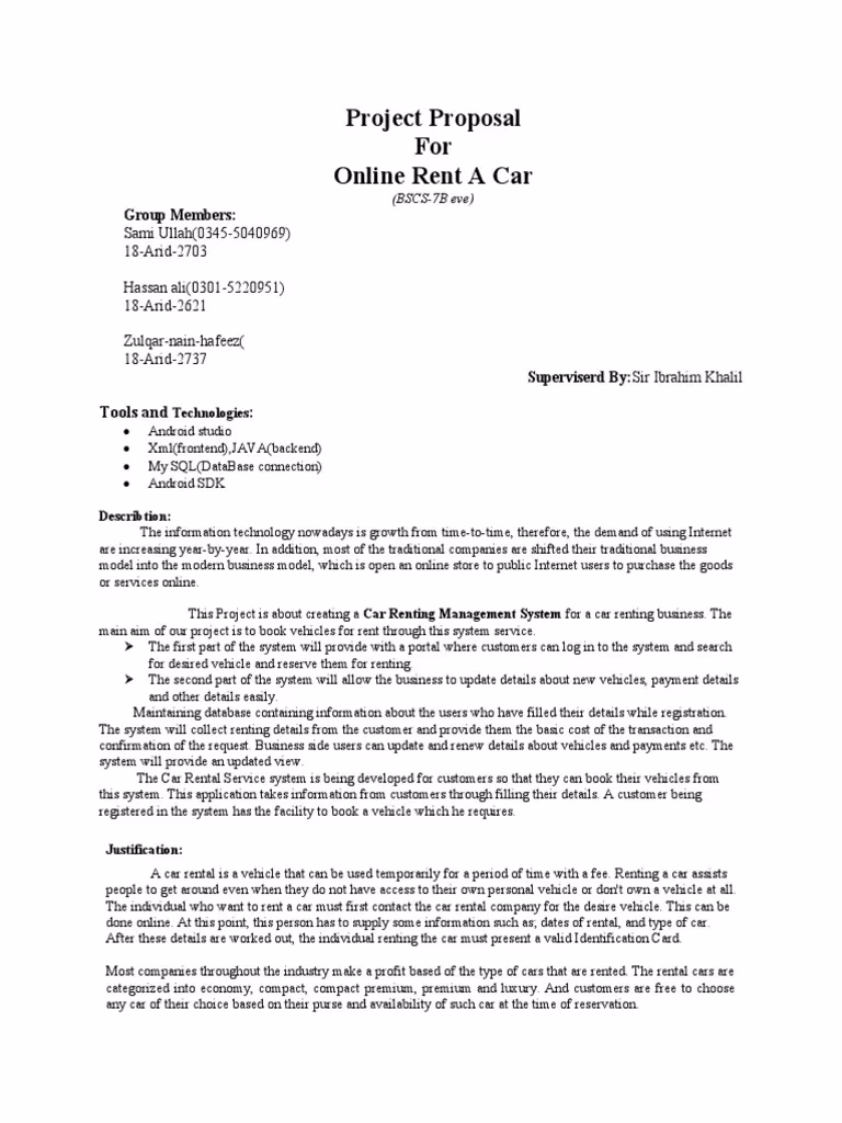 What is a car rental proposal letter generator?