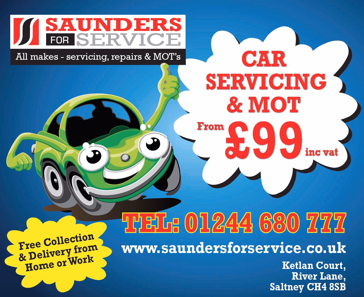 Who is Saunders for service?
