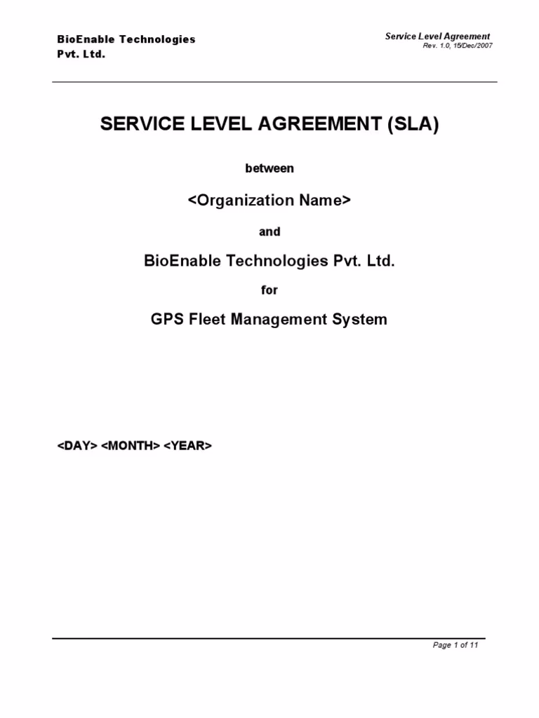 Why do I need a service agreement (SLA)?