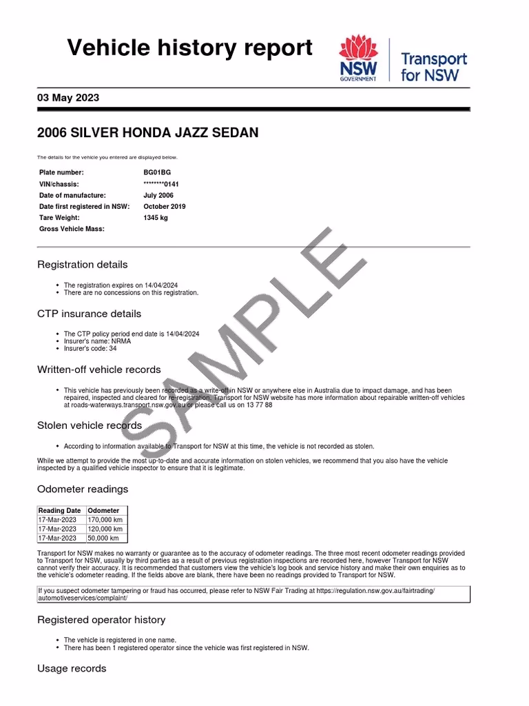 How do I check the registration of a vehicle in NSW?