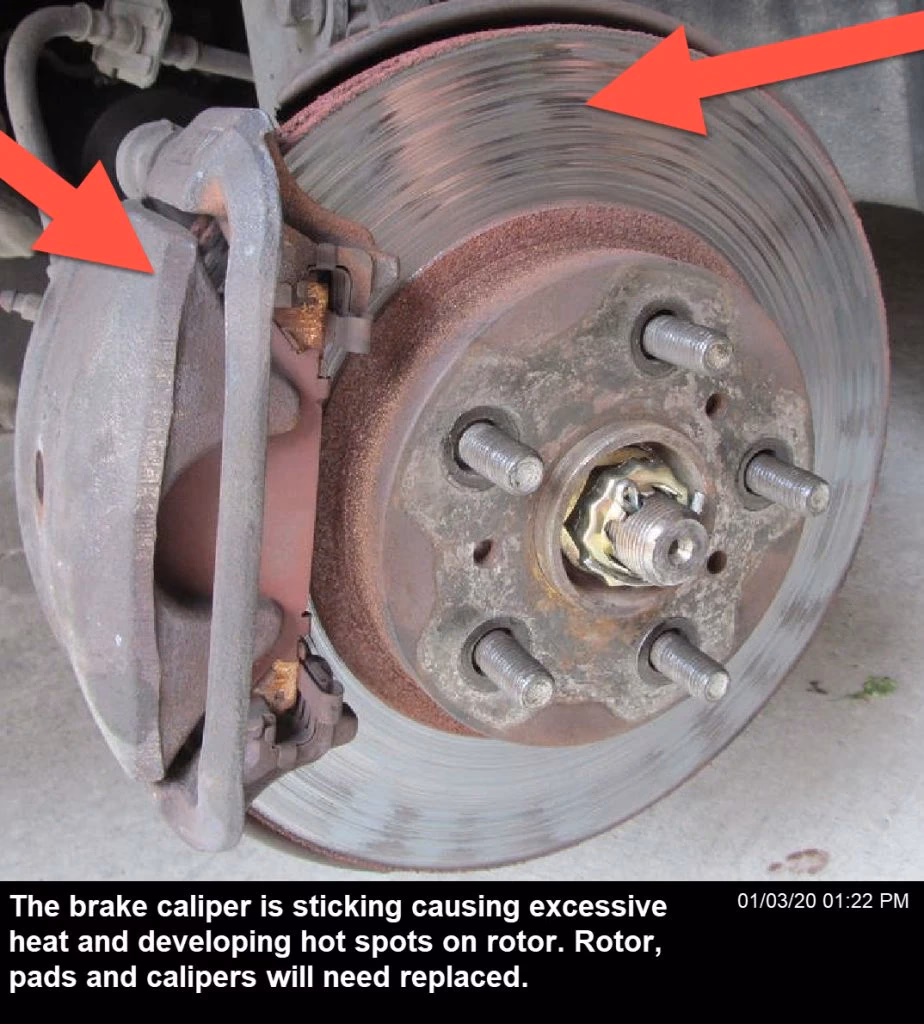 What happens if brake pads & calipers are seized?